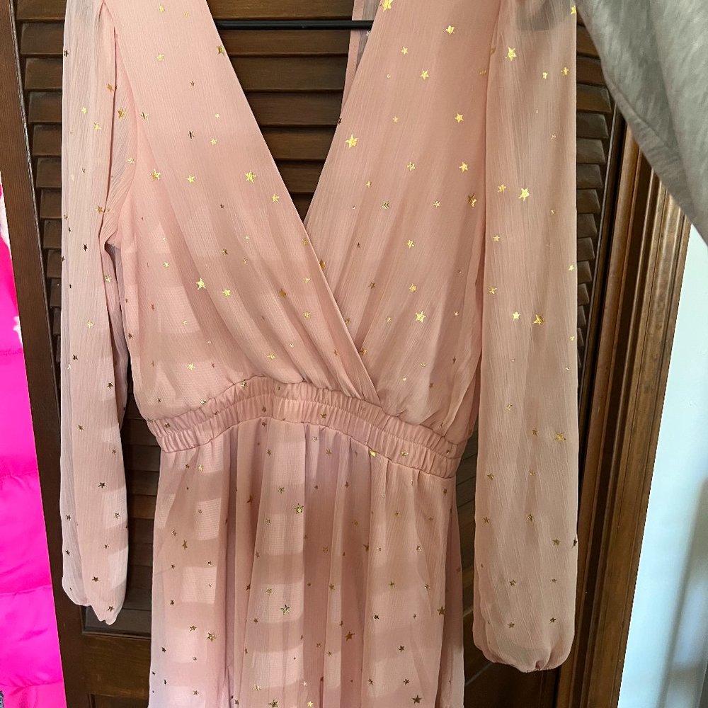Mi Ami Pink Sheer Sleeved Dress